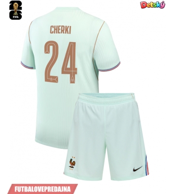 Lacne Dětský Futbalové dres Francúzsko Rayan Cherki #24 MS 2026 Krátky Rukáv - Preč (+ trenírky)